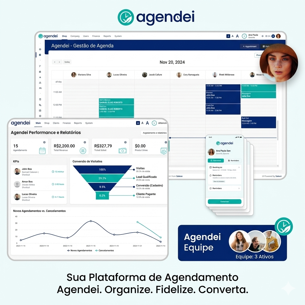 Dashboard Agendei - Sistema de Gestão para Salões